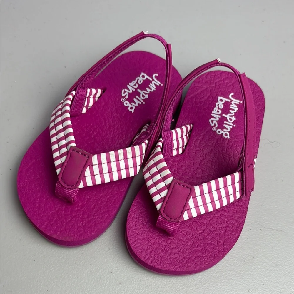 NEW Jumping Beans Kids Magenta Flip Flops Thong Style with Elastic Trap